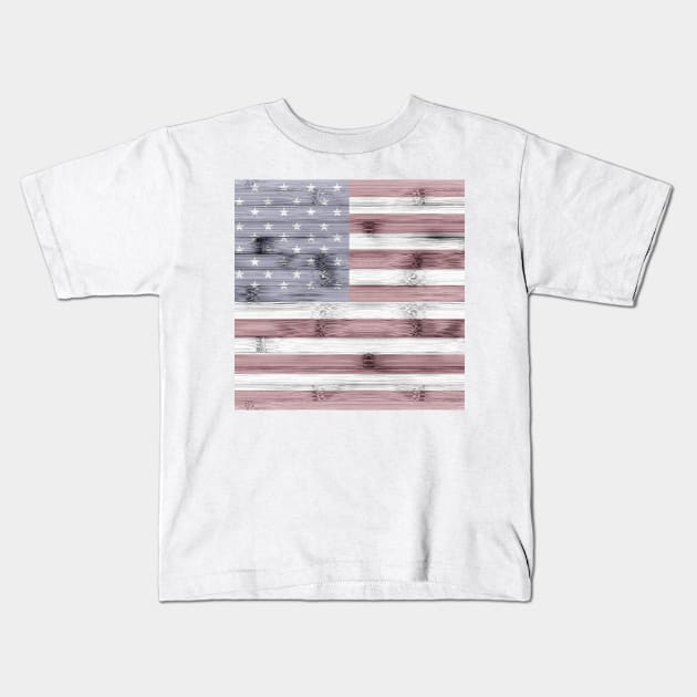 Rustic Red White Blue Wood USA flag Kids T-Shirt by PLdesign